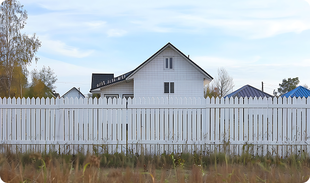 suburban home white picket fence